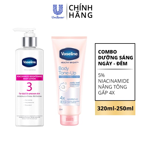 Combo Vaseline dưỡng sáng chuyên sâu ngày đêm nâng tông tức thì