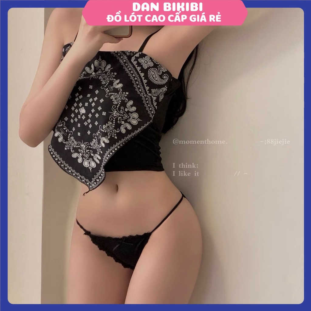 Quần Lót Nữ-Quần Lót Ren thiết kế thoáng mát 2 dây hông đính nơ nhỏ sexy Mã 490