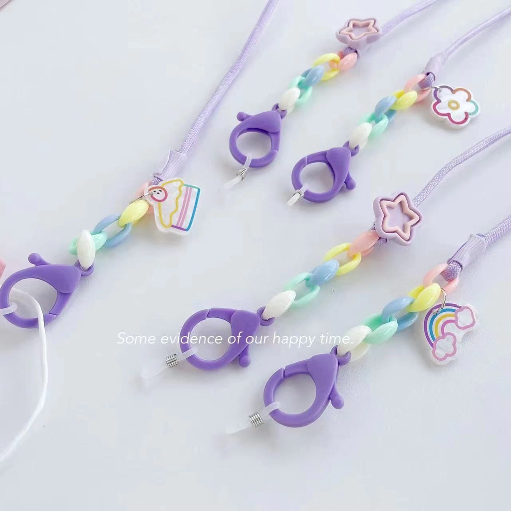 Dây Đeo Mắt Kính Bằng Nilon Màu Tím Họa Tiết Hoạt Hình Phong Cách Hàn Quốc Đơn Giản