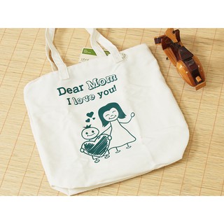 Túi Vải Tote Canvas Trắng Dày Dặn In Thông Điệp Yêu Thương Làm Quà Dành Tặng Mẹ “Dear Mom I Love You!”