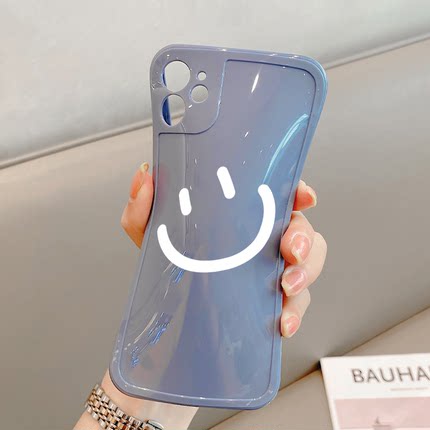 Ốp lưng tráng gương cạnh vuông, hoạ tiết hoạt hình mặt cười, NICE dễ thương giành cho iphone 13
