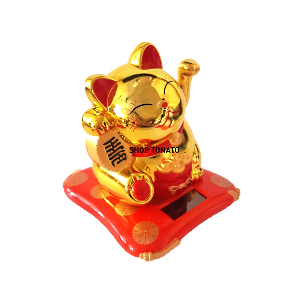 MÈO THẦN TÀI, MÈO MAY MẮN MANEKI NEKO 23001,23002,23003 SỬ DỤNG NĂNG LƯỢNG MẶT TRỜI CAO 8CM,10CM,16CM