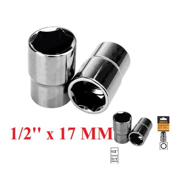 ĐỒ NGHỀ INGCO Đầu tuýp 1/2 INCH 17MM HHAST12171 / 19MM HHAST12191 / 21MM HHAST12211 / 22MM HHAST12221