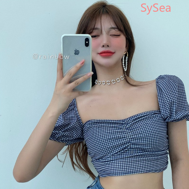 Áo Croptop Tay Ngắn Kẻ Sọc Thời Trang Mùa Hè Quyến Rũ Cho Nữ