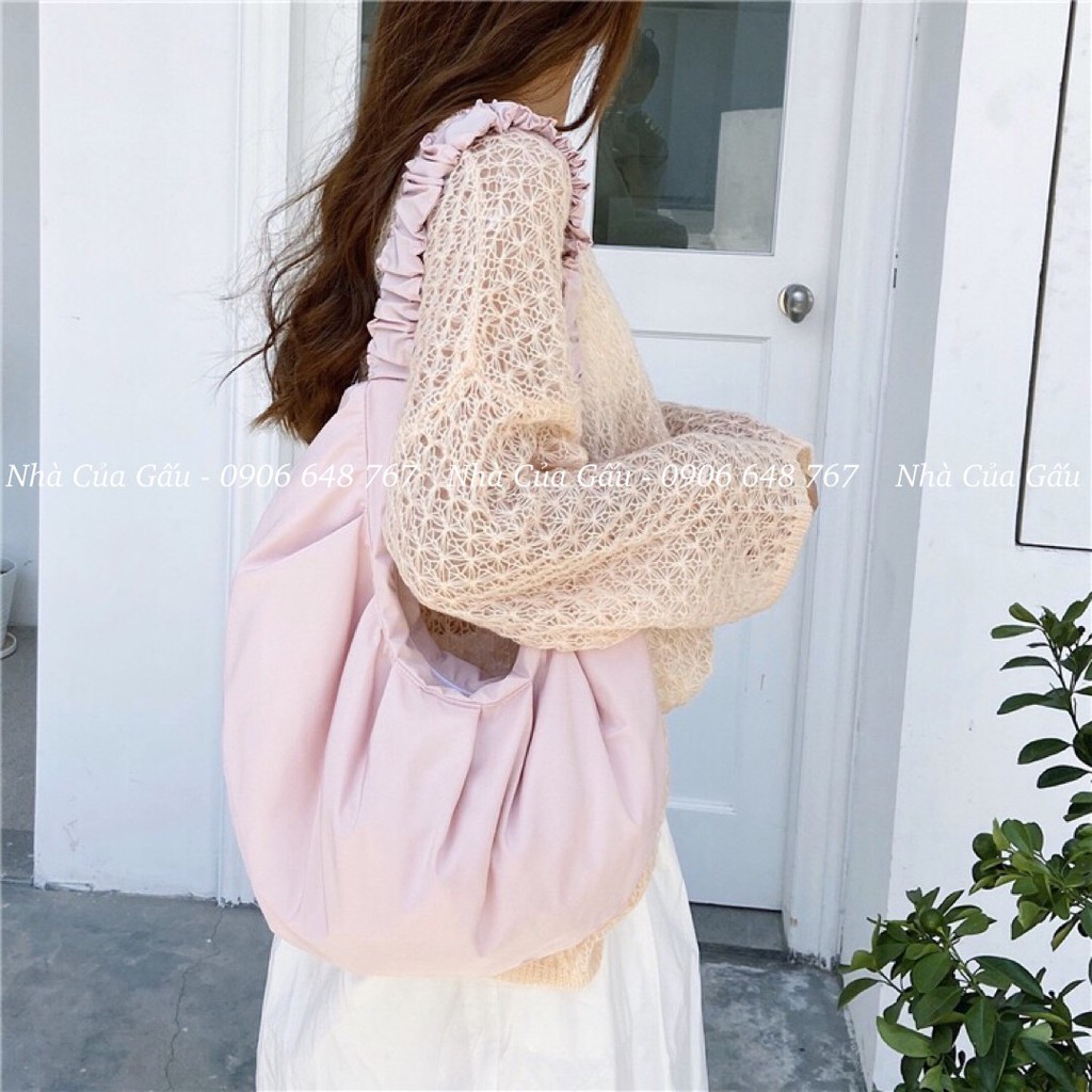 Túi tote vải trơn bo nhúng đeo chéo hay đeo vai gì cũng xinh nè