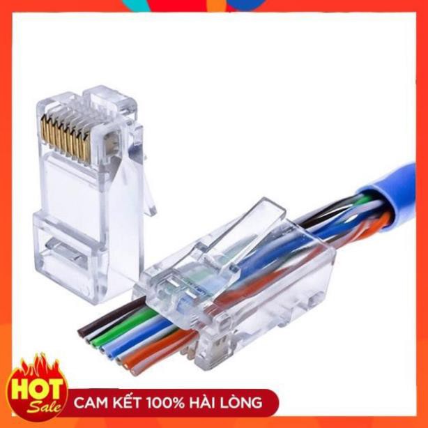 [Chính Hãng] Đầu bấm dây mạng xuyên thấu túi 100 hạt- hạt bấm đầu dây mạng internet