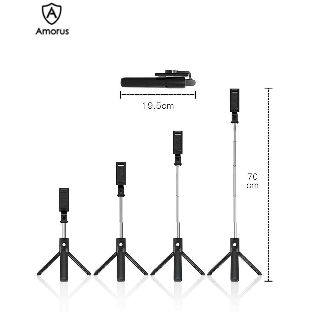 Chân đứng Tripod chụp ảnh Amorus K10 hỗ trợ kết nối Bluetooth và hẹn giờ chuyên dụng