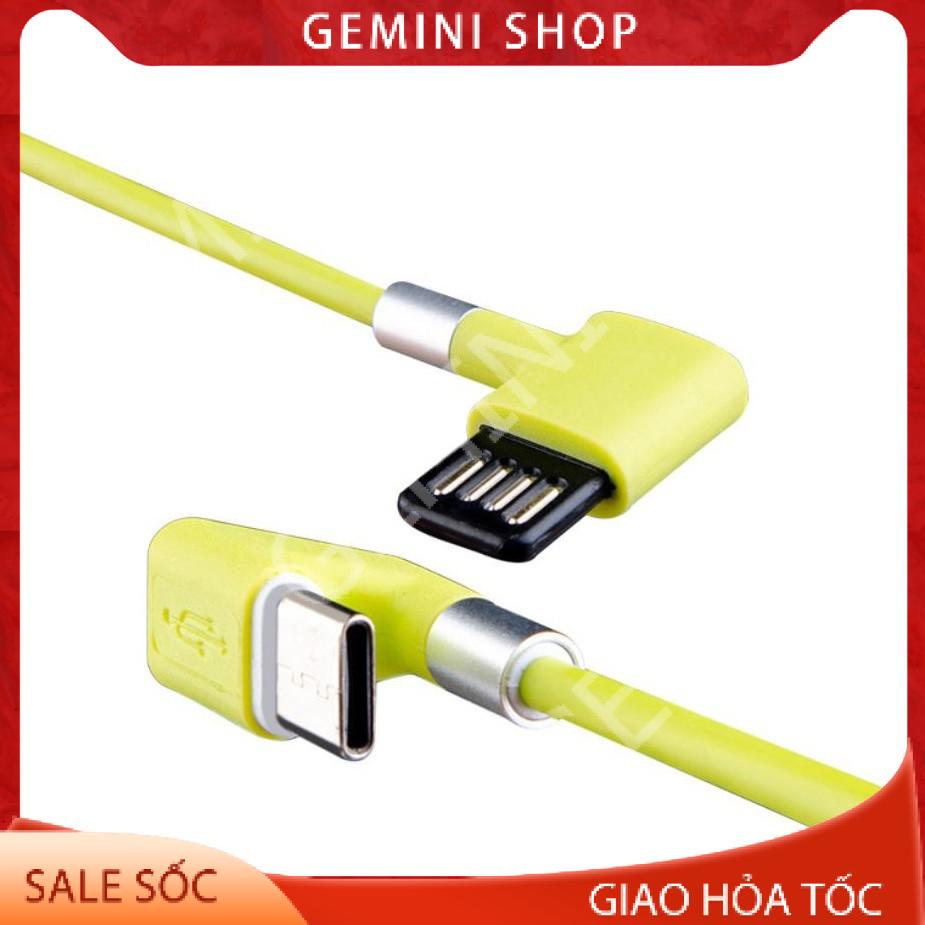 Cáp Sạc Nhanh Type C-cho IPtablet táo 90 Khuỷu 2,4A 1,2m chống đứt mã V8 GEMINI SHOP