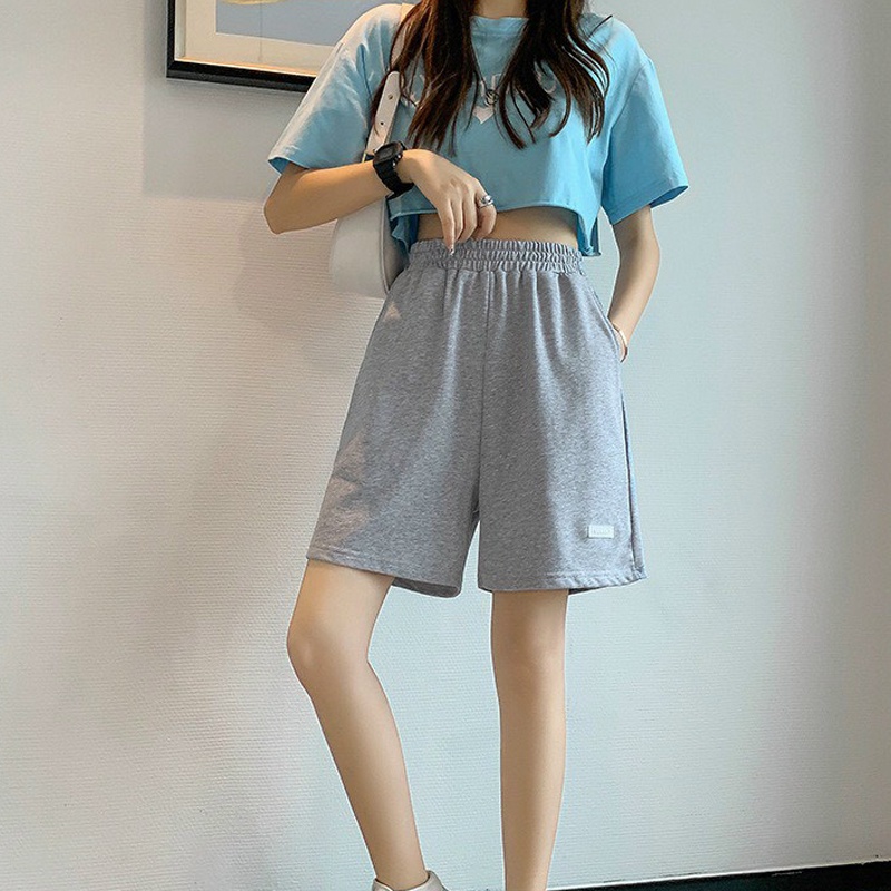 Quần đùi nữ trơn basic, quần short ống rộng hai màu đen xám chất liệu cao cấp dày dặn phong cách thể thao cá tính. Q1