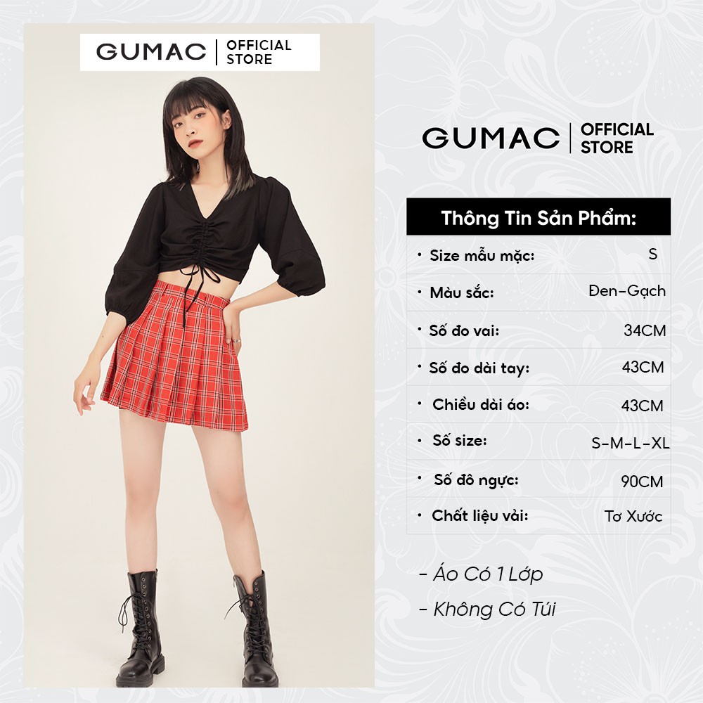 [Mã WABRGU100 giảm 15% đơn 249K tối đa 100k] Áo kiểu nữ nhún ngực tay phồng GUMAC phong cách sexy, unisex AB384 | BigBuy360 - bigbuy360.vn