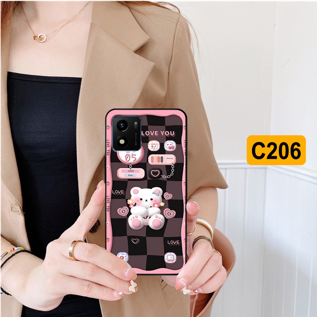 Ốp lưng Vivo Y01 hình gấu, vũ trụ ngân hà chibi. ốp chống sốc bền đẹp