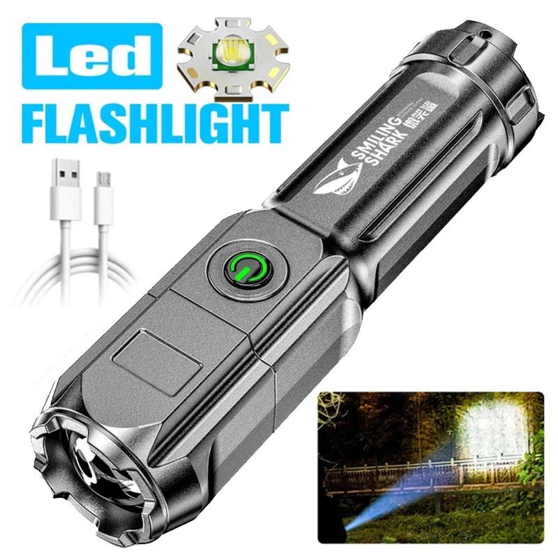 Đèn Pin Cầm Tay Đa Năng Siêu Sáng Sạc Cổng USB Bằng ABS Tiện Dụng