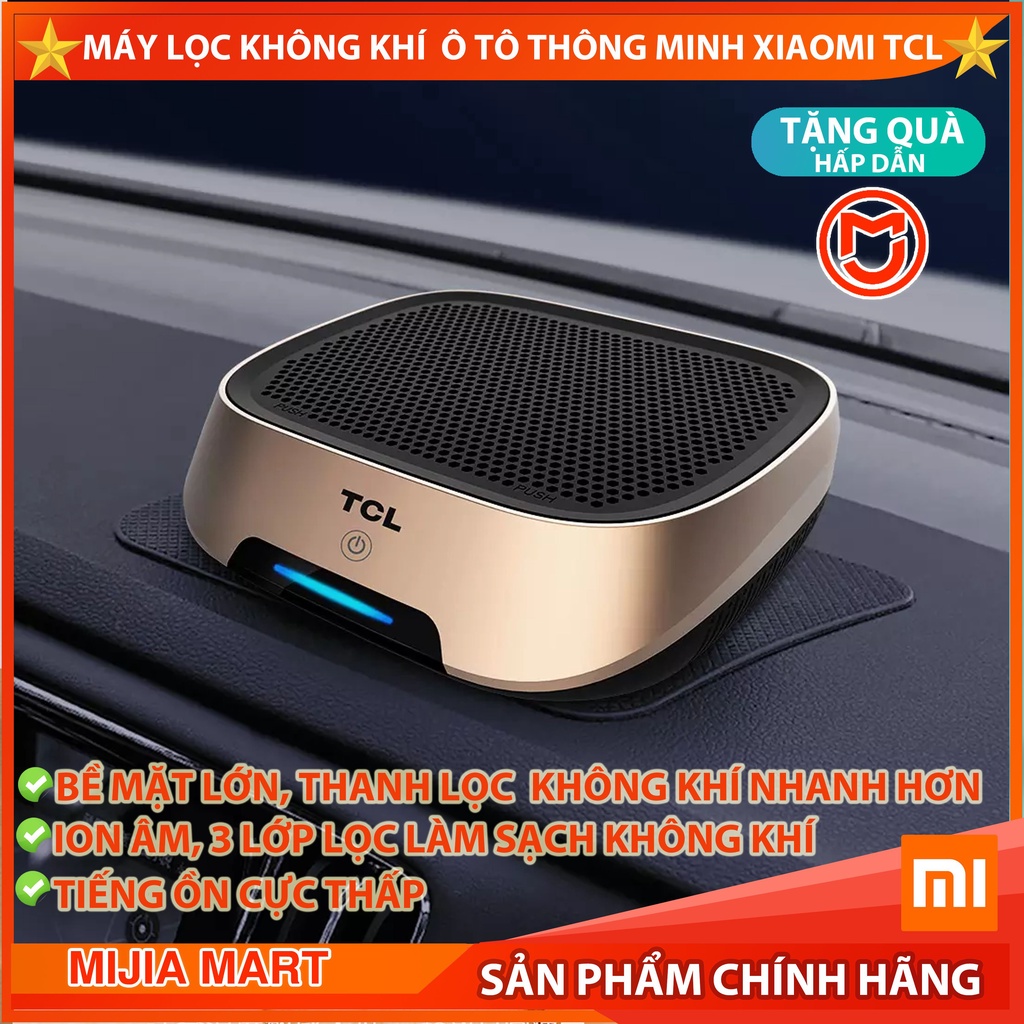 Máy lọc không khí ô tô thông minh Xiaomi Youpin TCL, máy khử mùi formaldehyde ô tô cao cấp bằng ion âm, 3 cấp độ