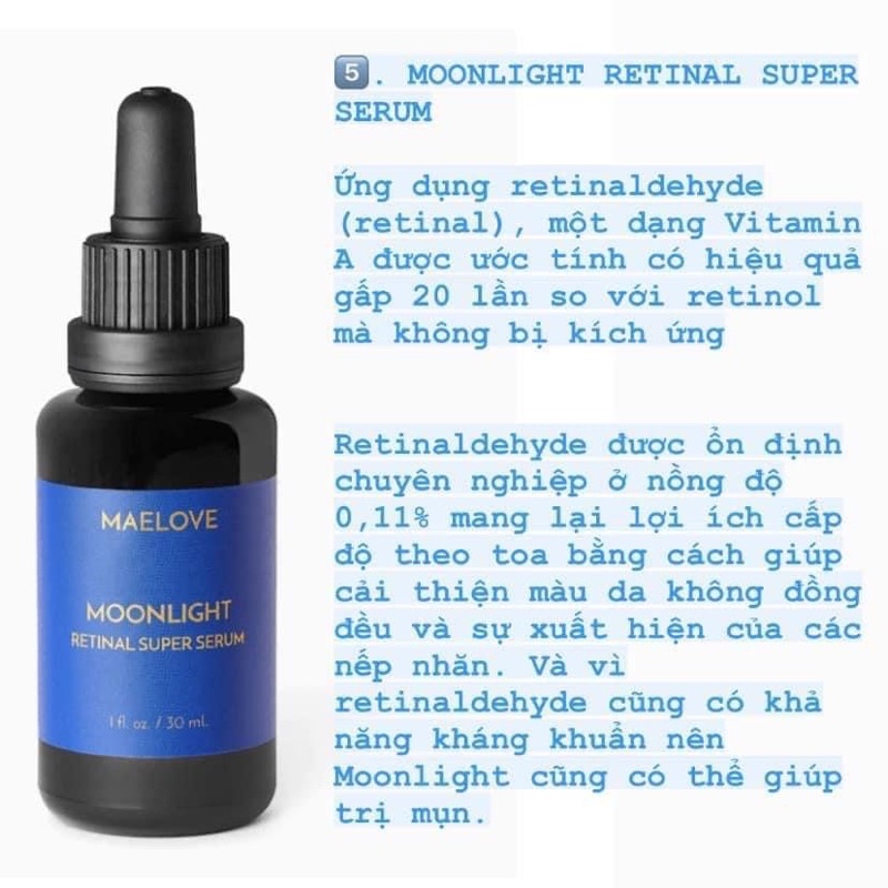 (BILL US) - Serum chống lão hóa, tái tạo da MaeLove Moonlight Retinal Super Serum 30ml full box