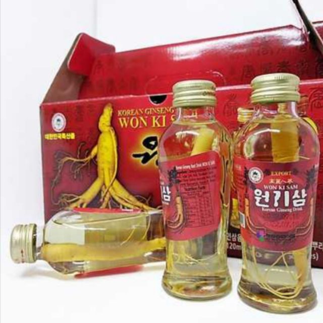 [Date 2 năm]HỘP 10 CHAI NƯỚC UỐNG NHÂN SÂM WON KI SAM HÀN QUỐC 120ML NGUYÊN CỦ SÂM TRONG TỪNG CHAI