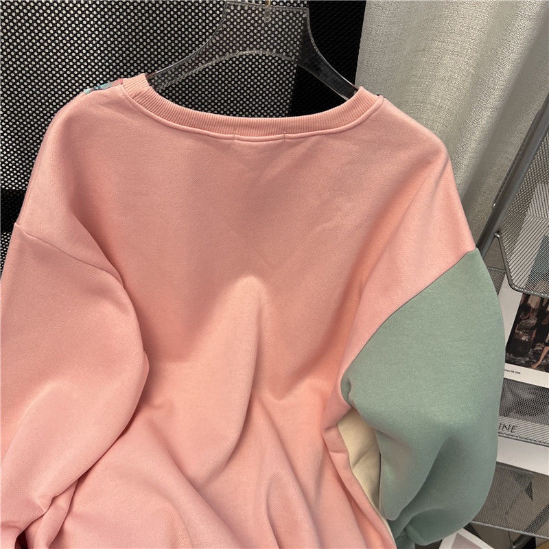 Áo Sweater Cổ Tròn Dáng Rộng Mỏng Màu Sắc Tương Phản Thời Trang Trẻ Trung