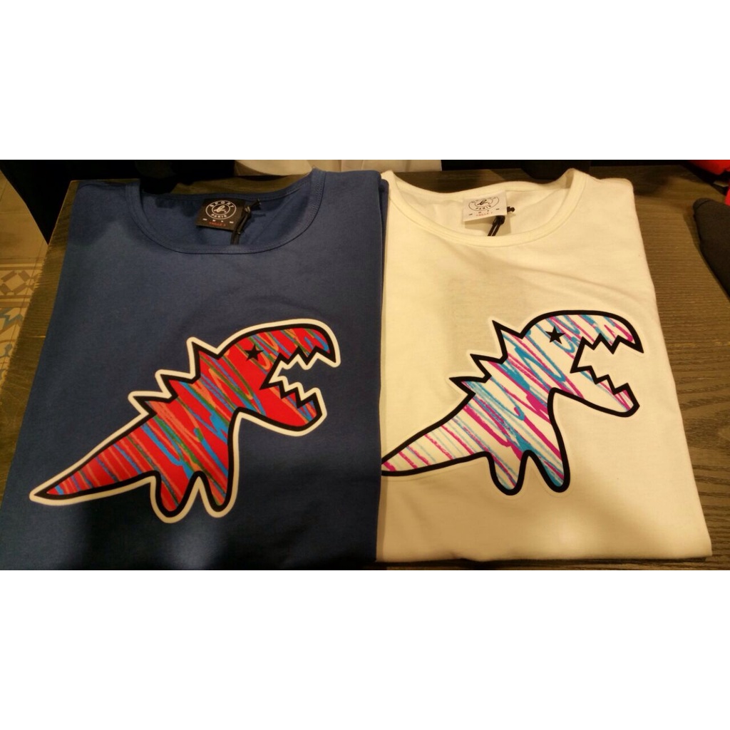 Phong Cách Mới Agnes B.Small Khủng Long Cotton Nguyên Chất Áo Thun Ngắn Tay Nam Nữ Phong Cách