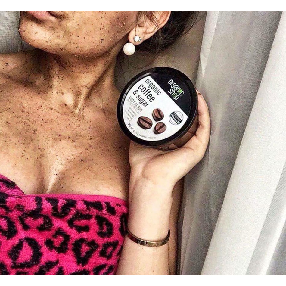 Scrub Organic Coffee & Sugar Body 0RGANIC SHOP Tẩy tế bào chết giảm mụn lưng, mụn toàn thân 250ml