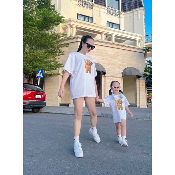 Áo thun tay lỡ Nikolas Gấu ss2022 cho bé và gia đình , áo phông trẻ em unisex , TPKIDS