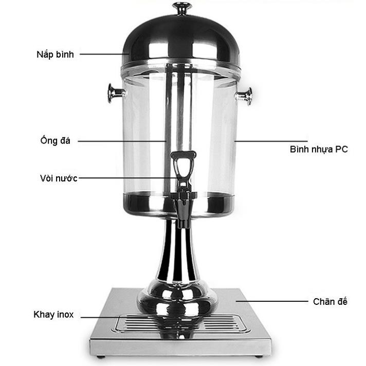 Bình Đựng Nước Ép Trái Cây, Trà Sữa, Bí Đao Inox 8L (Loại Tốt)