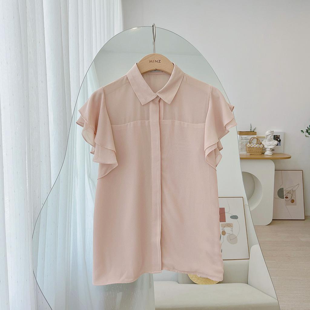 Áo Sơ Mi Chiffon 2 Lớp MINZ STORE Mã 1205, Thiết Kế Tay Cánh Tiên