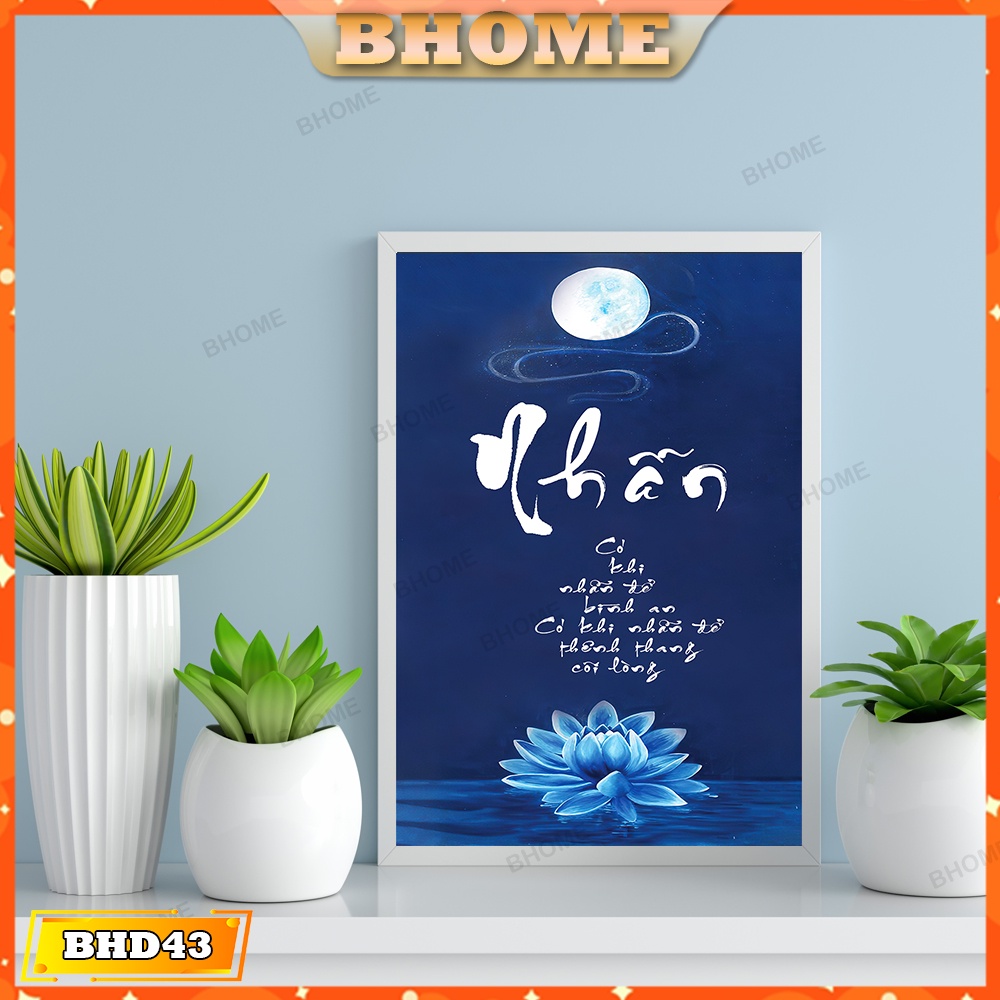 Tranh Treo Tường Thư Pháp - Chữ Nhẫn Dưới Ánh Trăng