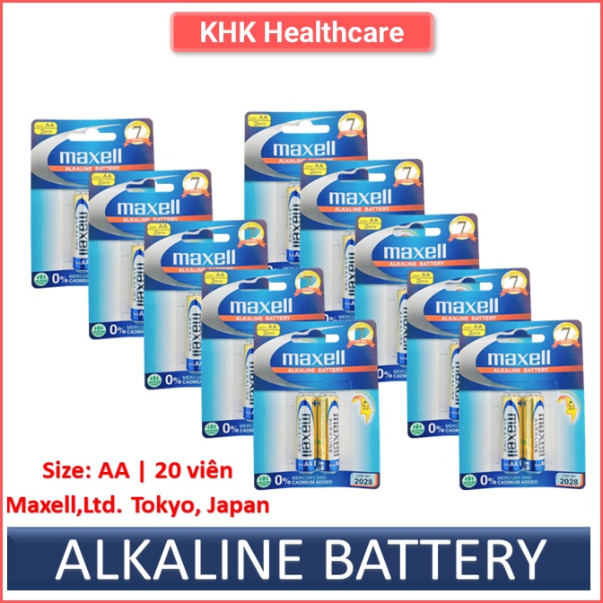 Hộp 10 vỉ pin Akaline MAXELL 2A (pin tiểu)