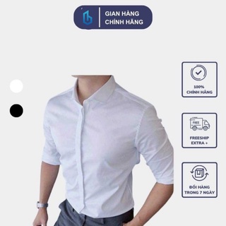 Áo sơ mi nam nữ dài tay màu trăng , sơ mi nam nữ vải lụa dáng ôm Hàn Quốc chống nhăn, không bai xù BBS03