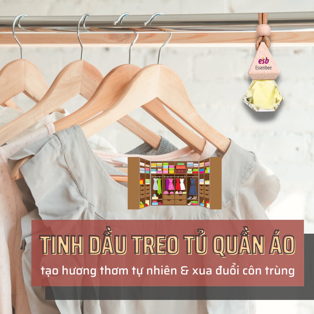 Tinh dầu Hoa Hồng Essenbee treo xe, treo tủ quần áo