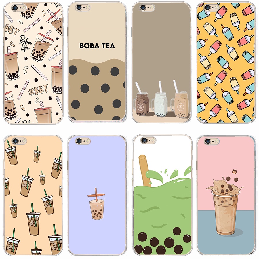 Ốp Điện Thoại Silicone Mềm Trong Suốt Chống Sốc In Hình Boba Milktea Cho iphone 4 4s 5 5s se 6 6s plus