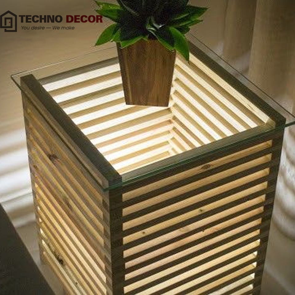 Bàn Gỗ Đom Đóm Bàn Gỗ Decor Phòng Khách Phòng Ngủ Phát Sáng TechnoDecor