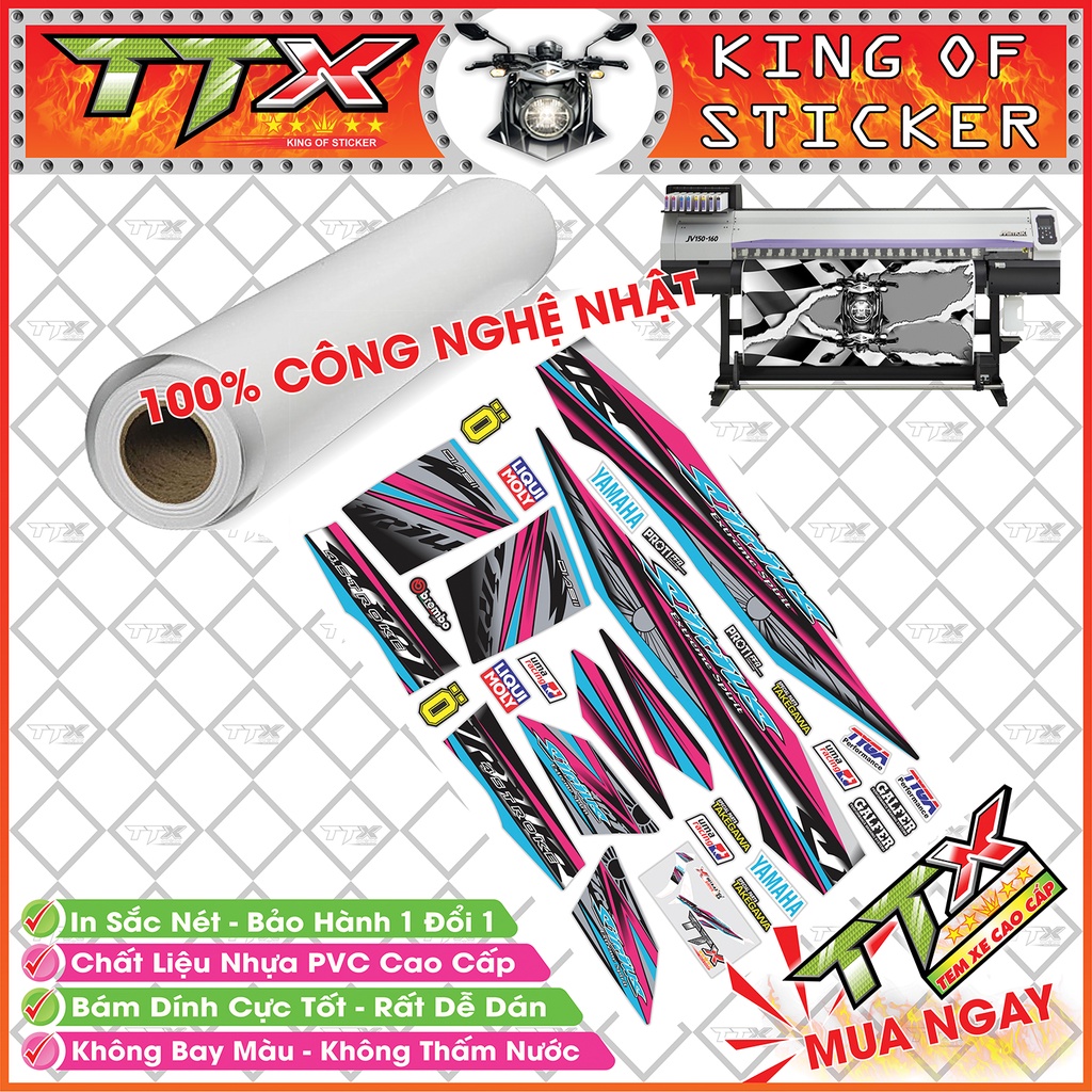 Tem Xe Sirius Hồng Xám Đen Mặt Trời Nhỏ - Tem Sirius 110 Đen Xám Hồng Siêu Đẹp - Mẫu Team Sirius Hồng Xám Đen