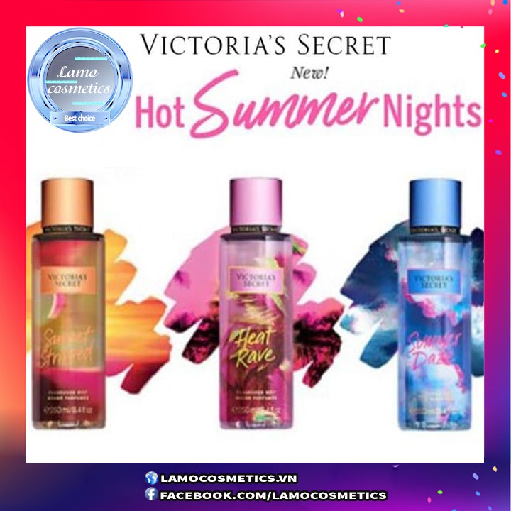 Xịt Thơm Toàn Thân Victoria's Secret Hot Summer Night(Heat Rave, Summer Daze, Sunset Stripped) Chính Hãng 100%