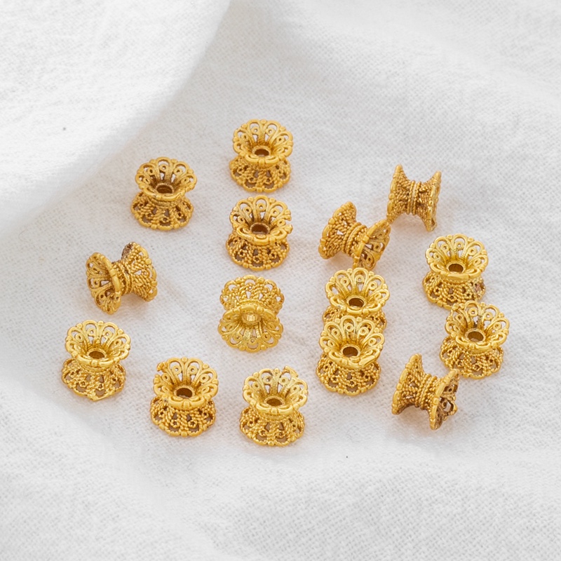 Set 10 Hạt Xâu Chuỗi Hai Mặt Màu Vàng Đồng 18K Kích Thước 5 * 6mm Dùng Làm Đồ Trang Sức Thủ Công