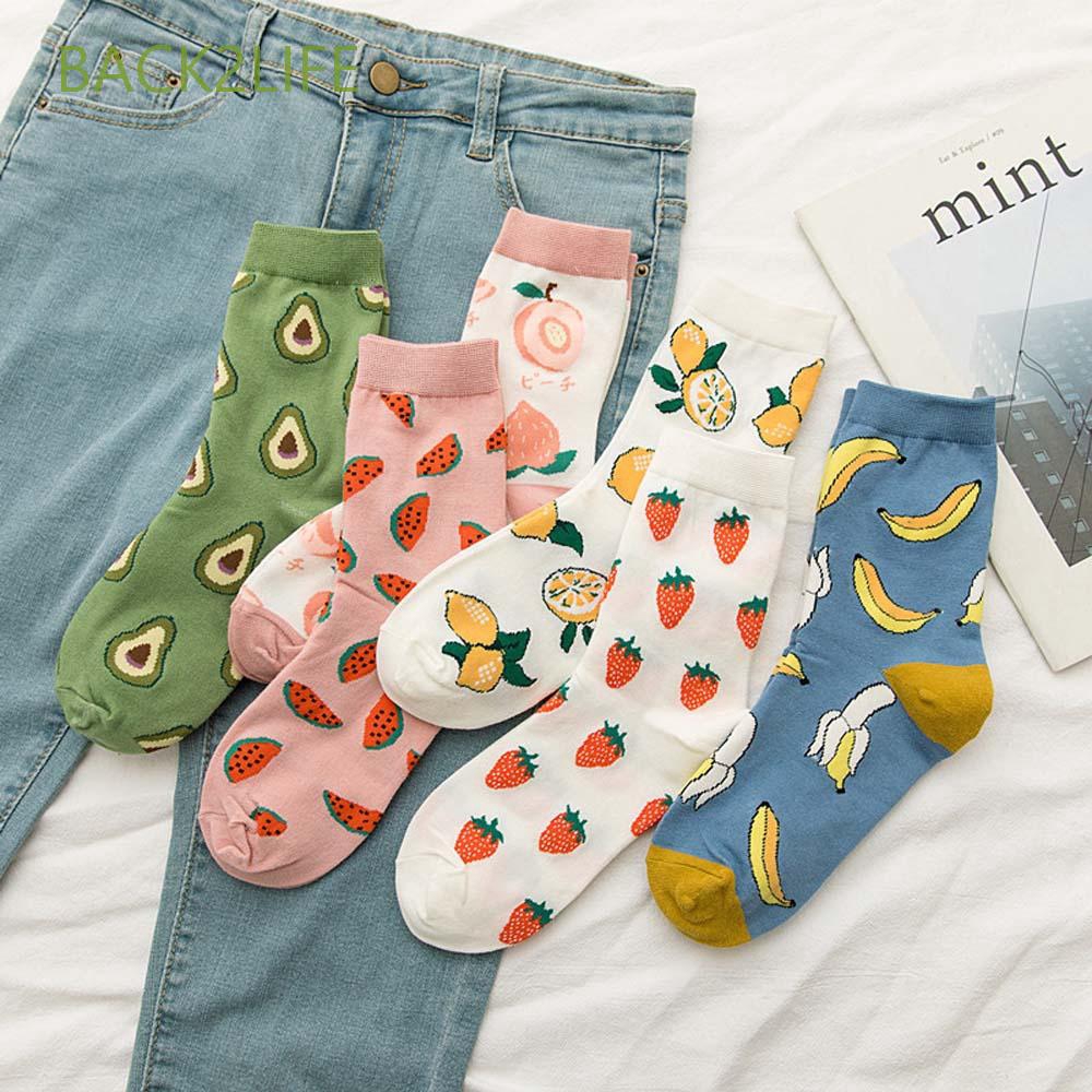 Vớ Cotton Họa Tiết Trái Cây Xinh Xắn Dành Cho Nữ