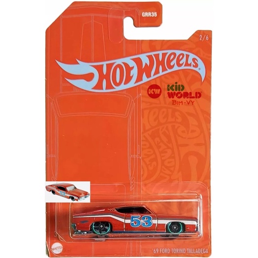 Xe mô hình Hot Wheels Orange &amp; Blue Mix 2 Series '69 Ford Torino Talladega GRR09.