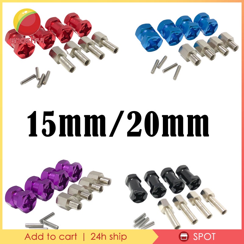 Bộ 4 Đầu Nối Dài Trục Bánh Xe Bằng Nhôm 15mm / 20mm Cho Axial Scx10 D90 Ax10 CC01 F350 RC