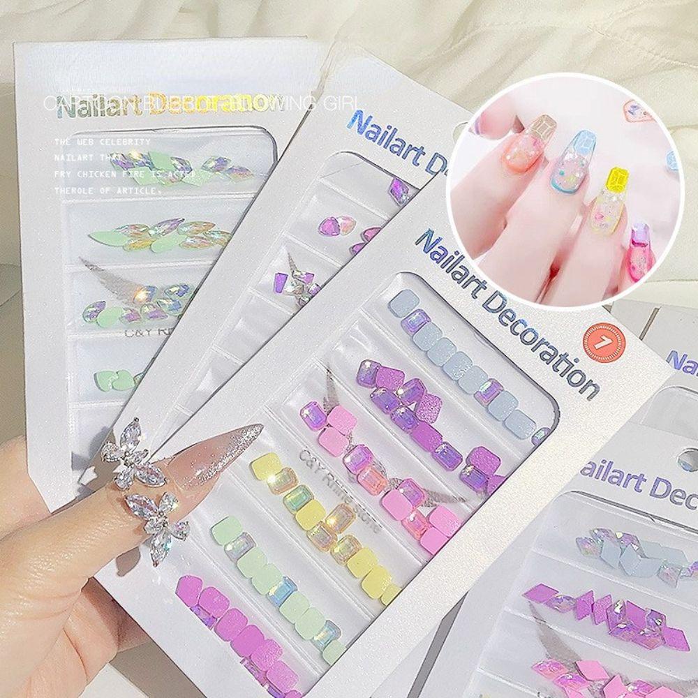 OCEANMAP Phụ Kiện Trang Trí Móng Tay 3D Hình Chữ Nhật Đế Phẳng Chuyên Dụng Cho Salon