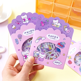 Suuuny Bộ 40 Sticker Miếng Dán Hình Gấu Dễ Thương Dùng Trang Trí Nhật Ký