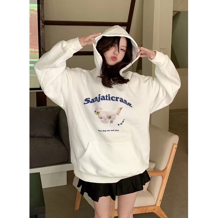 NRVP Áo Hoodie Tay Dài Oversize In Họa Tiết Phong Cách Hàn Quốc Kiểu Mới Cho Nam / Nữ