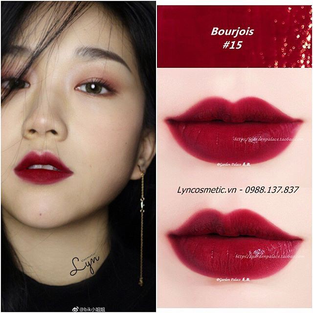 (auth 100%) son bj 15 19 hàng pháp màu đỏ tươi và đỏ rượu vang - cosmetic999