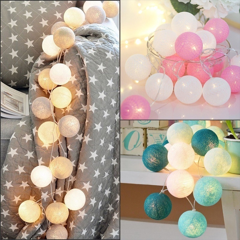 Dây Đèn LED 3M 20 Bóng Cotton Dùng Trang Trí Giáng Sinh / Năm Mới