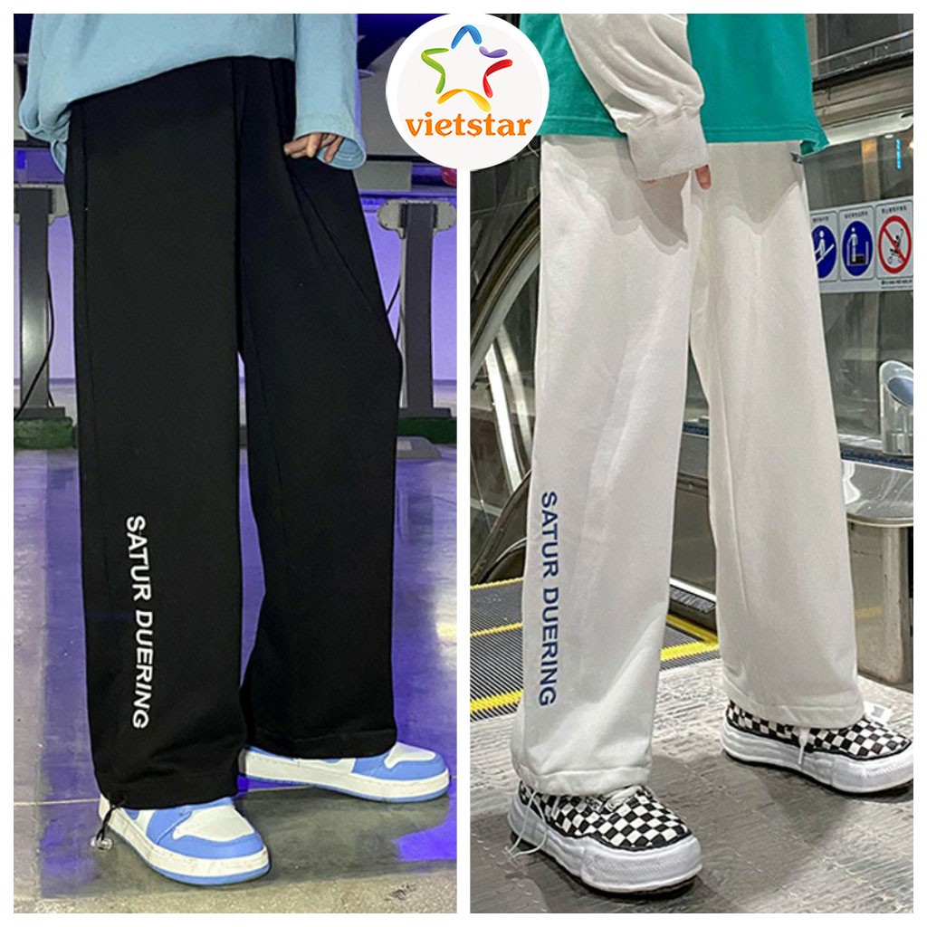 Quần ống rộng jogger THÊU CHỮ chốt gấu_VIETSTAR