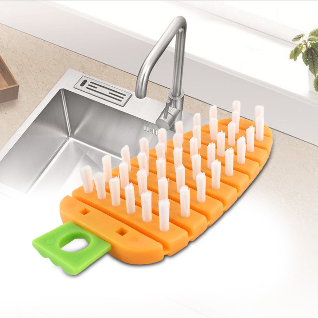 Bàn Chải Cọ Rửa Rổ, Rau Củ, Có Thể Uốn Cong - Hình Củ Cà Rốt