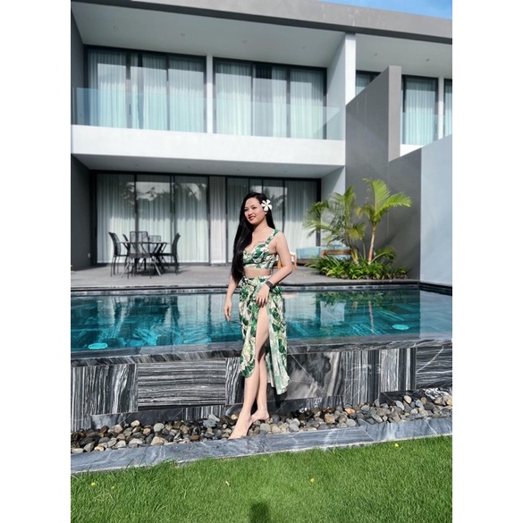 Bikini Đồ Bơi Nữ Đi Biển Hai Mảnh Set Kèm Khăn Sang Chảnh BELLA-T012