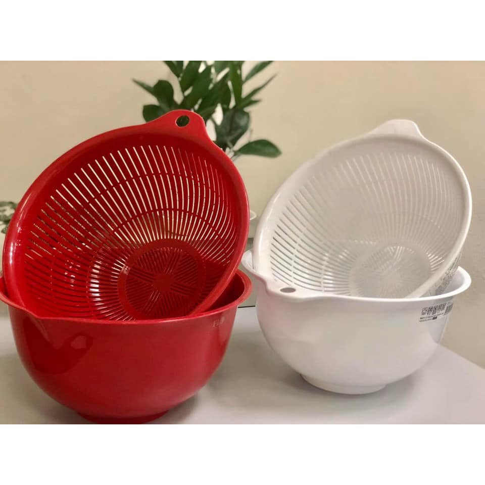 Bộ Chậu nhựa kèm rổ Nakaya 3,5L màu đỏ xuất xứ Nhật Bản