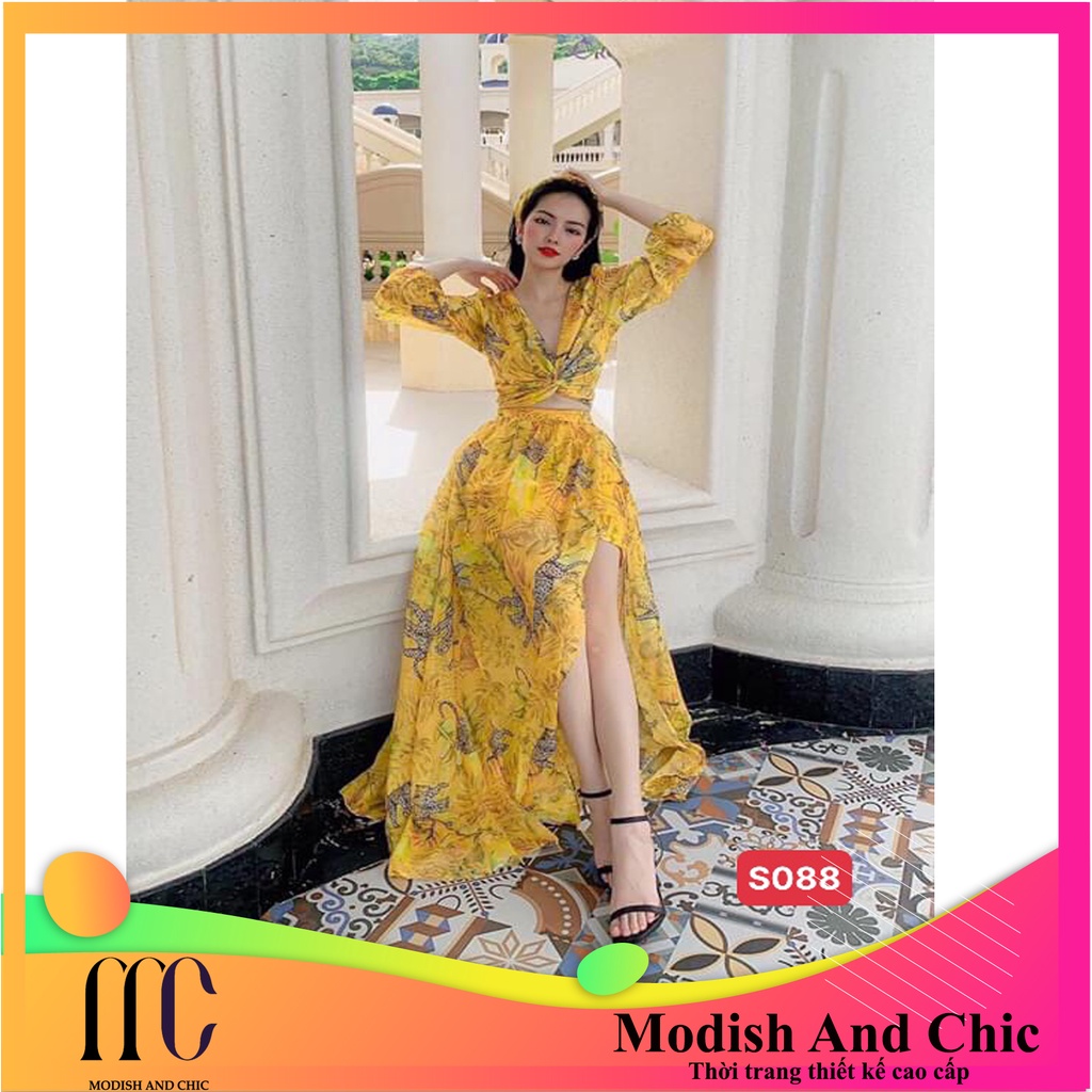 S088 Set Bộ đồ Áo, Quần giả váy hoa vàng - MC phân phối chính thức ( kèm ảnh thật shop tự chụp)