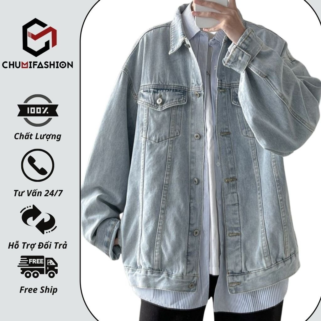 Áo khoác jean nam nữ basic thời trang unisex form rộng CHUMI phong cách hàn quốc cực đẹp cm039