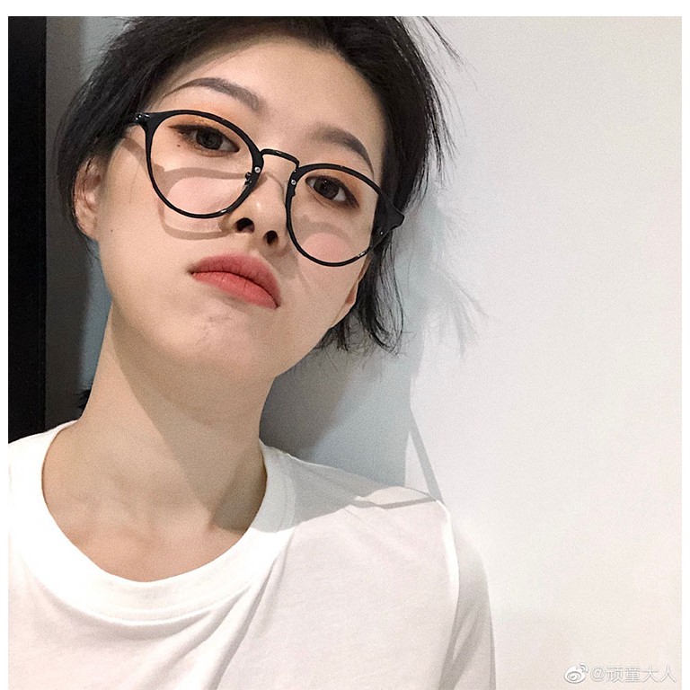 Phong Cách ins Mắt Kính Gọng Đen Trơn Dày Dặn Chống Ánh Sáng Xanh Lam Phong Cách luo million tik tok Cho Nữ