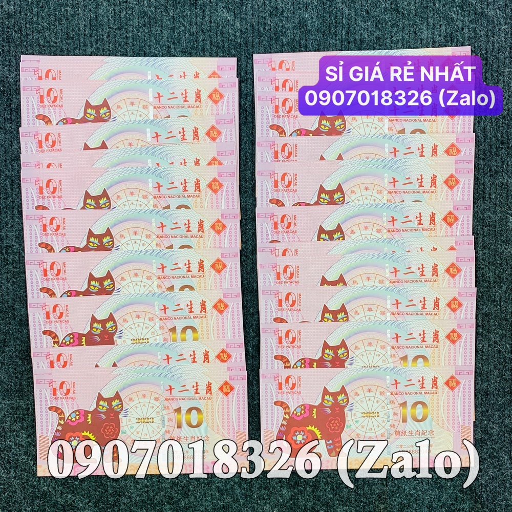 Xấp 100 Tờ tiền Lì xì độc 10 Macao hình con Mèo sang chảnh